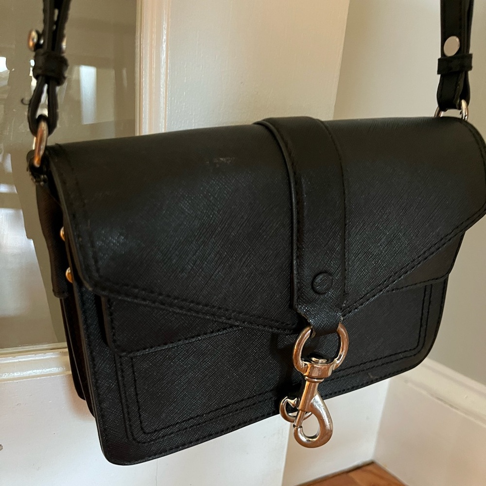 Chic Black Rebecca Minkoff Crossbody Bag with Gold Accents